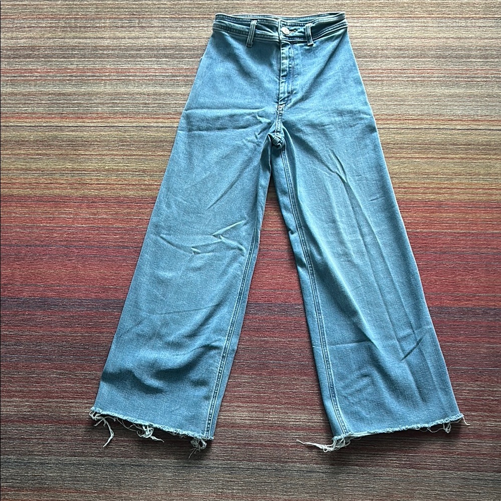 Wide-Leg Blue Jeans